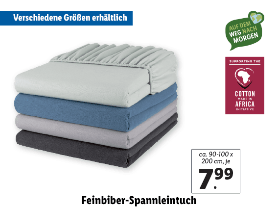 Feinbiber-Spannleintuch, ca. 90-100 x 200 cm 