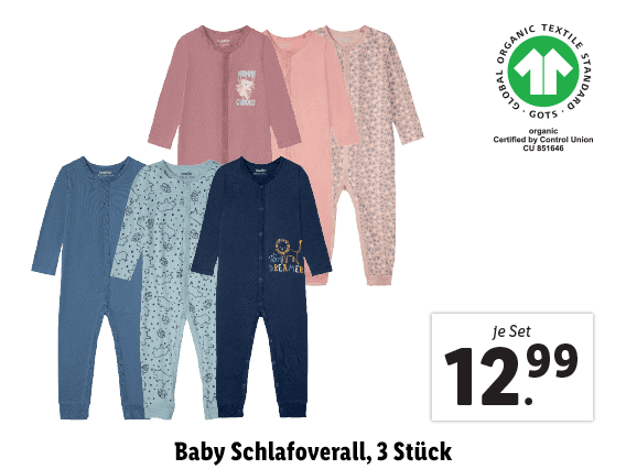 Baby Schlafoverall, 3 Stück