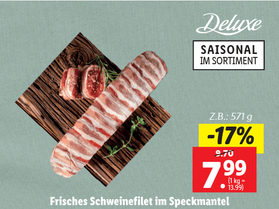 Frisches Schweinefilet im Speckmantel