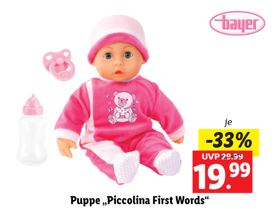 Bayer Puppe „Piccolina First Words“ 