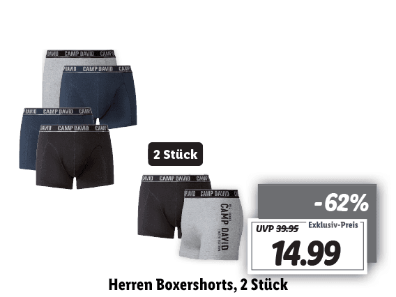 Camp David Herren Boxershorts, 2 Stück