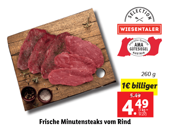 Frische Minutensteaks vom Rind 