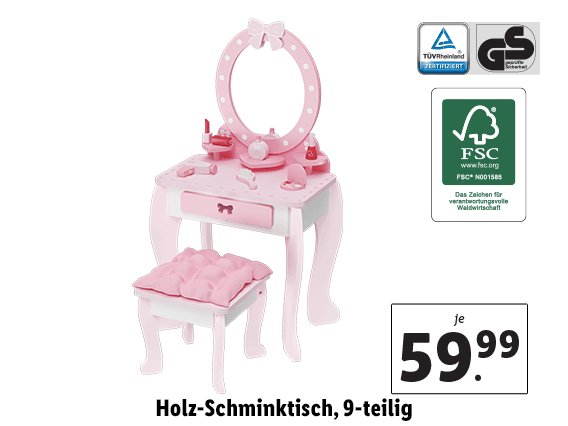 Holz-Schminktisch, 9-teilig 