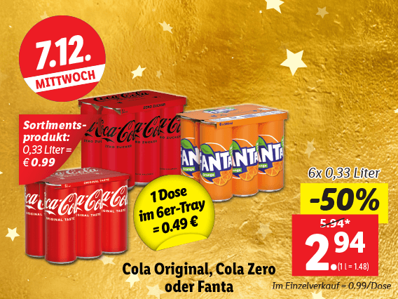 Cola Original, Cola Zero oder Fanta