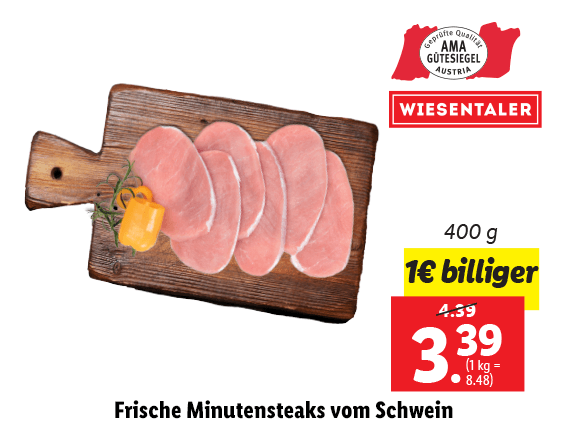 Frische Minutensteaks vom Schwein 