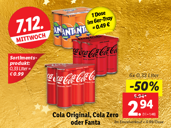 Cola Original, Cola Zero oder Fanta 
