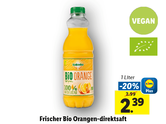 Frischer Bio Orangendirektsaft 