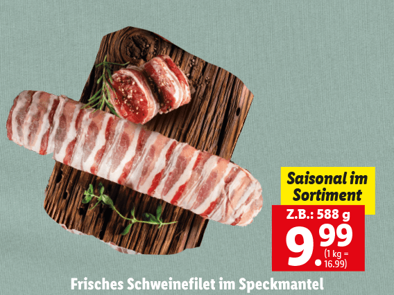 Frisches Schweinefilet im Speckmantel