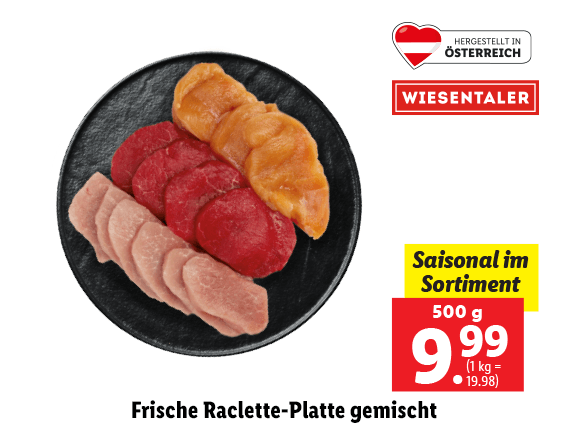 Frische Raclette-Platte gemischt