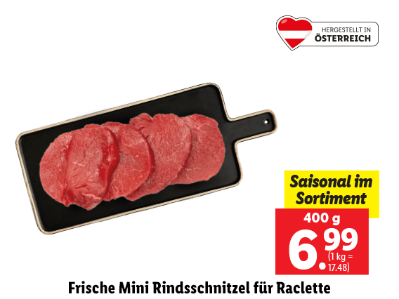 Frische Mini-Rindschnitzel für Raclette