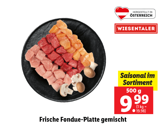 Frische Fondue-Platte gemischt