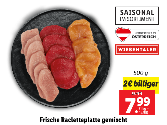 Frische Racletteplatte, gemischt