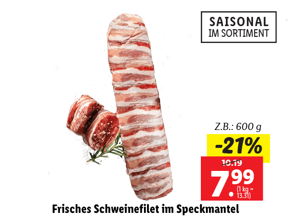 Frisches Schweinefilet im Speckmantel