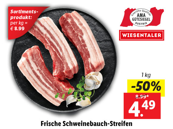 Frische Schweinebauch-Streifen