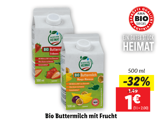 Bio Buttermilch mit Frucht 