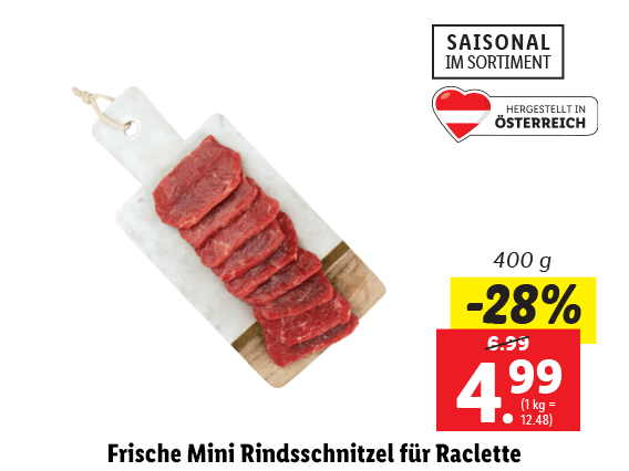 Frische Mini Rindsschnitzel für Raclette 