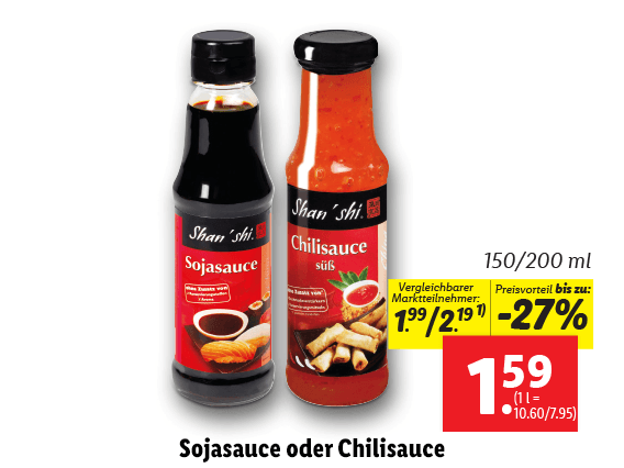 Shan’shi Sojasauce oder Chilisauce 