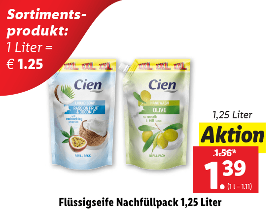 Flüssigseife Nachfüllpack 1,25 Liter 