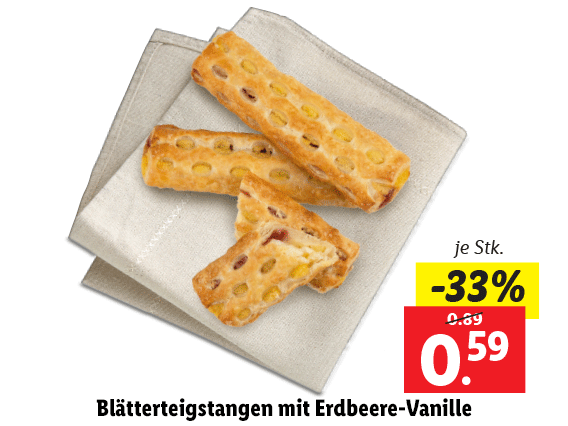 Blätterteigstangen mit Erdbeere-Vanille 