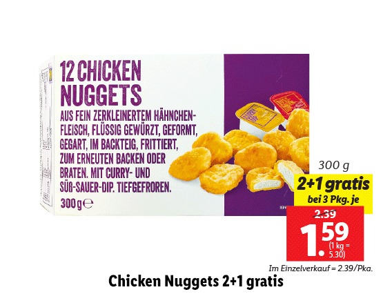 Chicken Nuggets 2+1 gratis 
