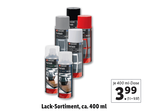 Lack-Sortiment, ca. 400 ml 