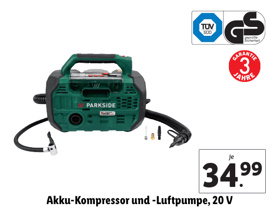 Akku-Kompressor und -Luftpumpe, 20 V 