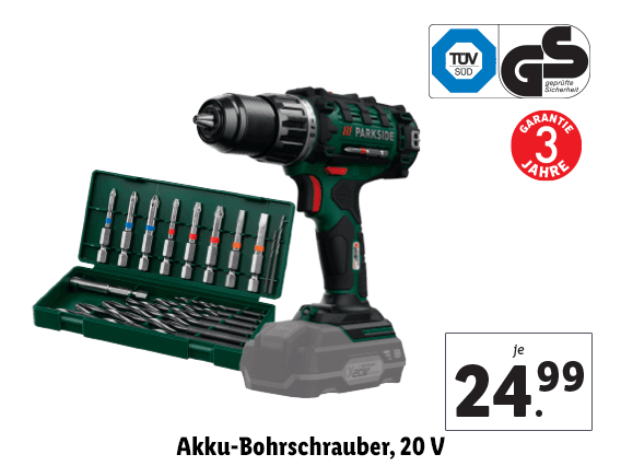 Akku-Bohrschrauber, 20 V 