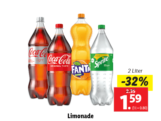 Coca Cola/Fanta/Sprite Limonade 