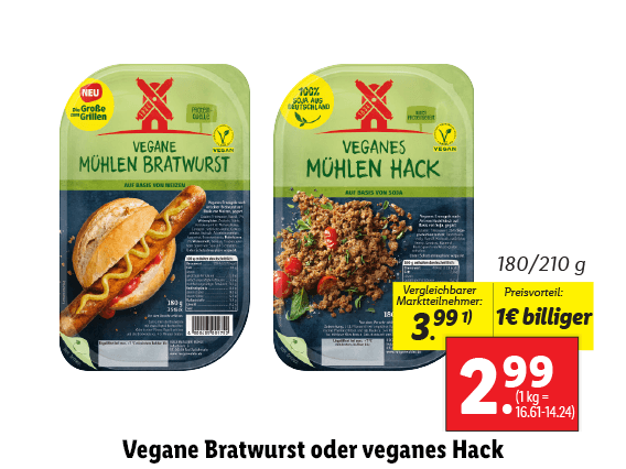 Rügenwalder Mühle Vegane Bratwurst oder veganes Hack 