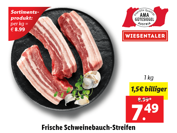 Frische Schweinebauch-Streifen