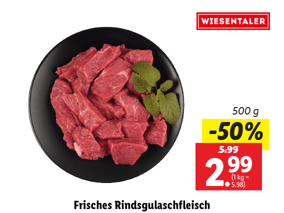 Frisches Rindsgulaschfleisch