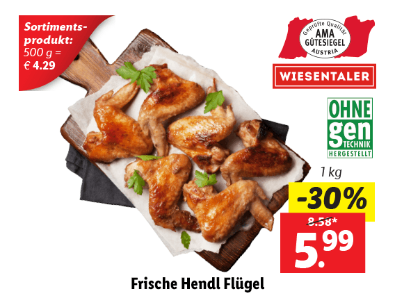 Frische Hendlflügel