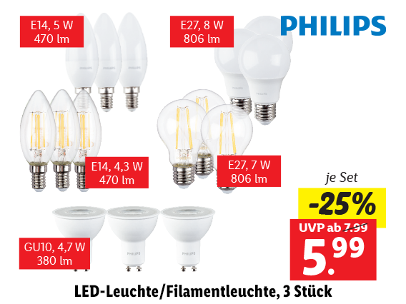 LED-Leuchte/Filamentleuchte, 3 Stück