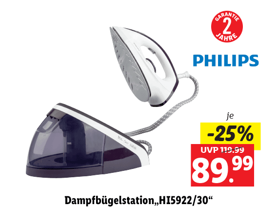  Philips Dampfbügelstation„HI5922/​30“