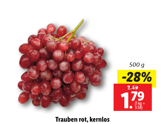  Trauben rot, kernlos