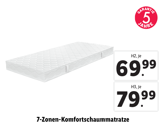  7-Zonen-Komfortschaummatratze, H2 