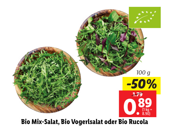  Bio Mix-Salat, Bio Vogerlsalat oder Bio Rucola