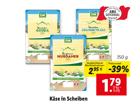  Käse in Scheiben 