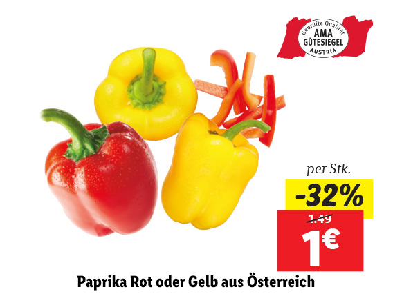 Paprika Rot oder Gelb aus Österreich