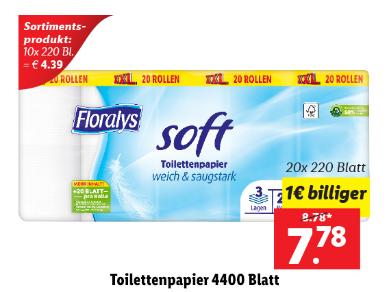 Toilettenpapier 4400 Blatt