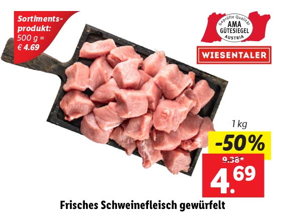 Frisches Schweinefleisch gewürfelt