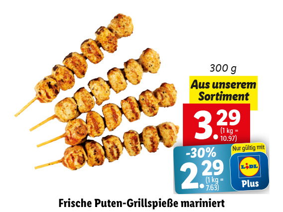 Frische Puten-Grillspieße mariniert