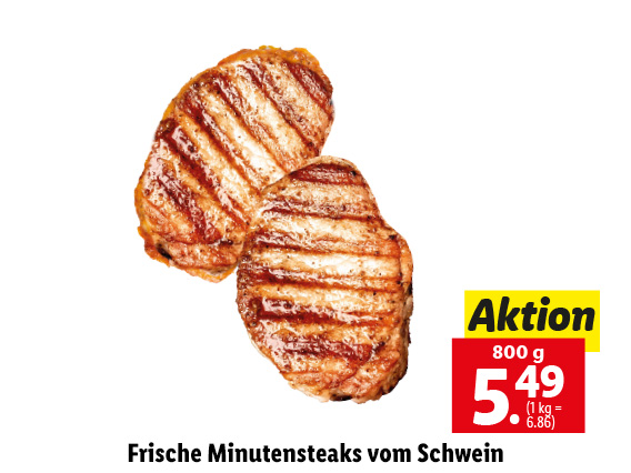  Frische Minutensteaks vom Schwein