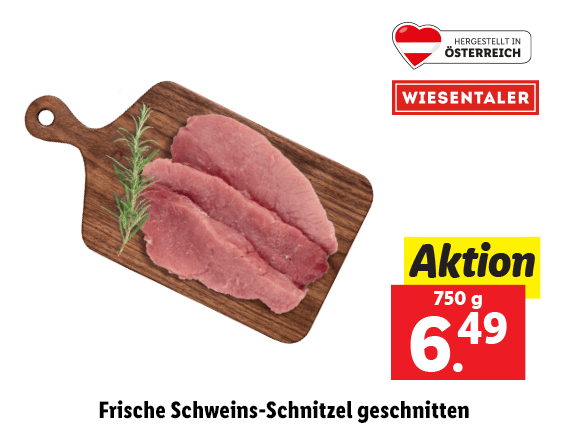 Frische Schweins-Schnitzel geschnitten