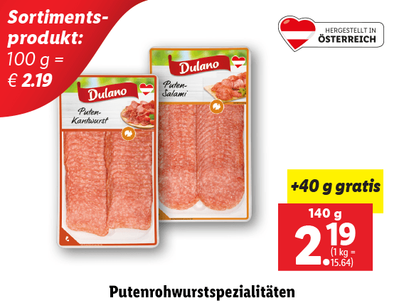 Putenrohwurstspezialitäten