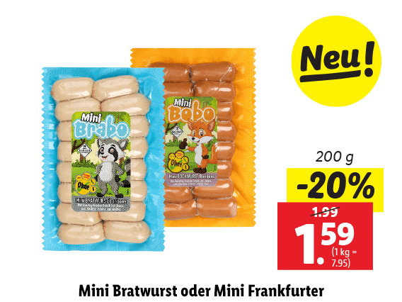 Mini Bratwurst oder Mini Frankfurter