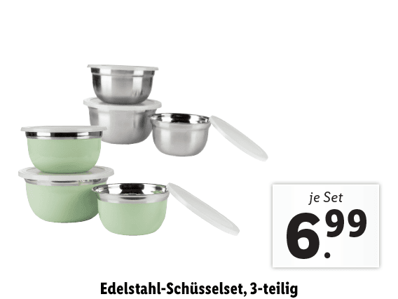 Edelstahl-Schüsselset, 3-teilig