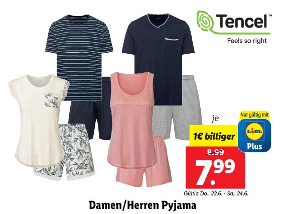  Damen/​Herren Pyjama