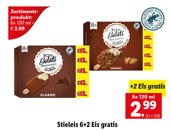  Stieleis 6+2 Eis gratis 