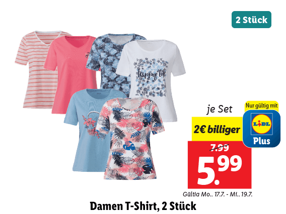 Damen T-Shirt, 2 Stück 